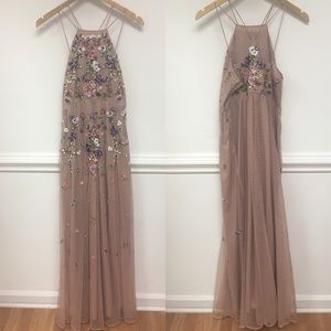 asos design floral embroidered dobby mesh cami strap maxi dress
